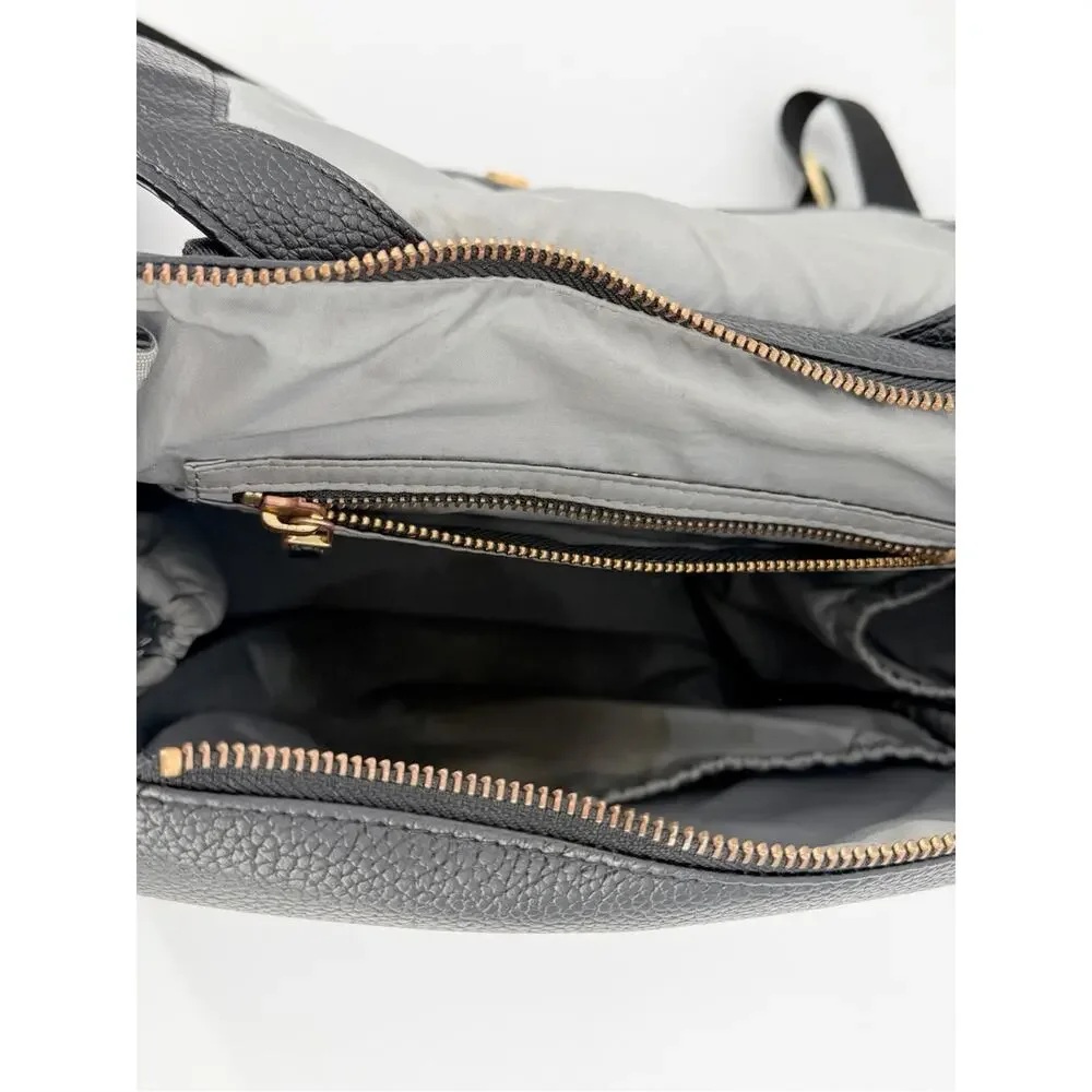 Freshly Picked Classic Diaper Backpack bag Black vegan pebbled leather large